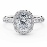 Cushion Lab Created Diamond Rollover Halo Engagement Ring in White Gold with Hidden Bridge & Basket Accents (MVSLG1611-W)