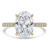 2.33 CTW Oval Lab Created Diamond Hidden Halo Solitaire with Accents Engagement Ring With an IGI Certified 2 CT VS1 D Center in 14K Yellow Gold (MVSHE1463-Y)