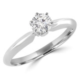 Round Diamond Tappered Knife Edge Solitaire Engagement Ring in White Gold (MVSS0003-W)
