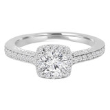 Round Diamond Antique Cushion Halo Engagement Ring in White Gold (MVSS0035-W)