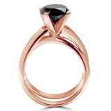 Round Black Diamond Twisted Solitaire Engagement Ring in Rose Gold (MVSB0003-R)