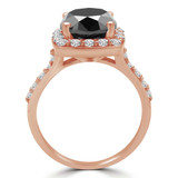 Round Black Diamond Cushion Halo Engagement Ring in Rose Gold (MVSB0036-R)