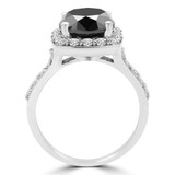 Round Black Diamond Cushion Halo Engagement Ring in White Gold (MVSB0036-W)