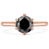 Round Black Diamond 6-Prong Solitaire Engagement Ring in Rose Gold (MVSB0049-R)