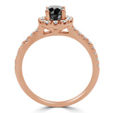 Round Black Diamond Round Halo Engagement Ring in Rose Gold with Accents (MVSBL0006-R)