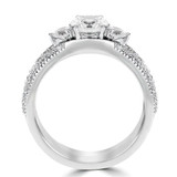 Round Diamond Three-Stone Engagement Ring and Wedding Band Set Ring in White Gold with Accents (MVSX0011-W)