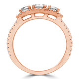 Round Diamond Halo Three-Stone Engagement Ring in Rose Gold with Accents (MVSX0017-R)