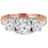Round Lab Created Diamond Three-Stone Engagement Ring in Rose Gold (MVSX1003-R)