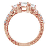 Round Lab Created Diamond Three-Stone Engagement Ring in Rose Gold with Accents (MVSX1010-R)