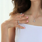 Round Lab Created Diamond Three-Stone Engagement Ring in White Gold with Accents (MVSX1015-W)