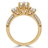 Round Lab Created Diamond Three-Stone Engagement Ring in Yellow Gold with Accents (MVSX1015-Y)