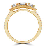 Round Lab Created Diamond Halo Three-Stone Engagement Ring in Yellow Gold with Accents (MVSX1017-Y)