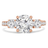 Round Lab Created Diamond Three-Stone Engagement Ring in Rose Gold with Accents (MVSX1019-R)