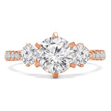 Round Lab Created Diamond Three-Stone Engagement Ring in Rose Gold with Accents (MVSX1020-R)