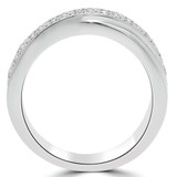 Round Lab Created Diamond Fashion Semi-Eternity Wedding Band Ring in White Gold (MVSXB1016-W)