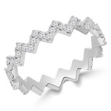 Round Lab Created Diamond Zigzag Eternity Wedding Band Ring in White Gold (MVSXB1065-W)