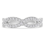 Round Lab Created Diamond Open Infinity Semi-Eternity Wedding Band Ring in White Gold (MVSXB1067-W)