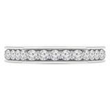 Round Lab Created Diamond Half Hexagon Semi-Eternity Wedding Band Ring in White Gold (MVSXB1069-W)