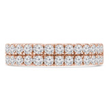 Round Lab Created Diamond Two-Row Semi-Eternity Wedding Band Ring in Rose Gold (MVSXB1077-R)