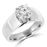 Round Diamond Wide Shank Solitaire Engagement Ring in White Gold (MVS0007-W)
