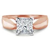 Princess Diamond Pinched Cathedral Solitaire Engagement Ring in Rose Gold (MVS0020-R)