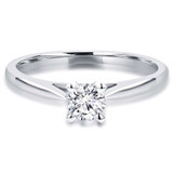 Round Diamond Tapered Cathedral  Solitaire Engagement Ring in White Gold (MVS0028-W)