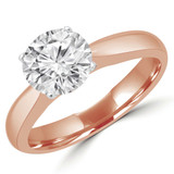 Round Diamond Pinched Cathedral Solitaire Engagement Ring in Rose Gold (MVS0037-R)