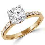 Round Diamond 6-Prong Solitaire with Accents Engagement Ring in Yellow Gold (MVS0053-Y)
