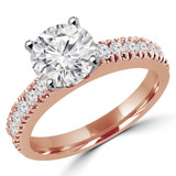 Round Diamond Solitaire with Accents Engagement Ring in Rose Gold (MVS0058-R)