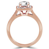Round Diamond Cathedral Cushion Halo Engagement Ring in Rose Gold (MVS0065-R)