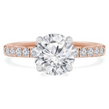 Round Diamond Solitaire with Accents Engagement Ring in Rose Gold (MVS0069-R)
