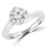 Round Diamond Bypass Solitaire Engagement Ring in White Gold (MVS0145-W)