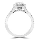 Round Diamond Twisted Split-Shank Cathedral Diamond Bridge Cushion Halo Engagement Ring in White Gold (MVS0161-W)