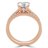 Round Diamond Cathedral Double-Prong Solitaire with Accents Engagement Ring and Wedding Band Set Ring in Rose Gold (MVS0166-R)