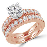 Round Diamond Solitaire with Accents Engagement Ring and Wedding Band Set Ring in Rose Gold (MVS0170-R)