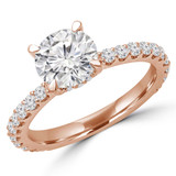 Round Diamond Hidden Halo Solitaire with Accents Engagement Ring in Rose Gold (MVS0179-R)