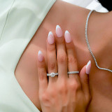 Round Diamond Two-Row Solitaire with Accents Engagement Ring in White Gold (MVS0181-W)