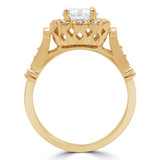 Round Diamond Cathedral Vintage Floral Halo Engagement Ring in Yellow Gold (MVS0197-Y)