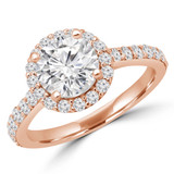 Round Diamond Cathedral Open Bridge Round Halo Engagement Ring in Rose Gold (MVS0199-R)
