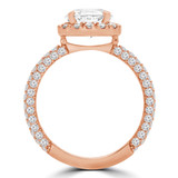 Round Diamond Three-Row Open Bridge Cushion Halo Engagement Ring in Rose Gold (MVS0221-R)