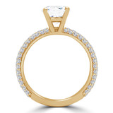 Round Diamond Three-Row Solitaire with Accents Engagement Ring in Yellow Gold (MVS0222-Y)