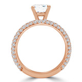 Round Diamond Three-Row Solitaire with Accents Engagement Ring and Wedding Band Set Ring in Rose Gold (MVS0223-R)
