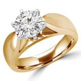 Round Diamond Pinched Cathedral 6-Prong Solitaire Engagement Ring in Yellow Gold (MVS0230-Y)