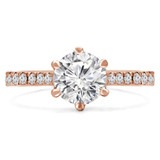 Round Diamond Cathedral 6-Prong Solitaire with Accents Engagement Ring in Rose Gold (MVS0234-R)