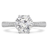 Round Diamond Vintage Tapered Cathedral Solitaire with Accents Engagement Ring in White Gold (MVS0238-W)
