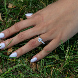 Round Diamond 6-Prong Solitaire with Accents Engagement Ring in White Gold (MVS0240-W)