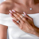 Round Diamond 6-Prong Solitaire with Accents Engagement Ring in White Gold (MVS0240-W)