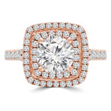 Round Diamond Cathedral Double Cushion Halo Engagement Ring in Rose Gold (MVS0241-R)