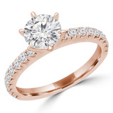 Round Diamond 6-Prong Solitaire with Accents Engagement Ring in Rose Gold (MVS0243-R)