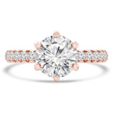 Round Diamond 6-Prong Hidden Halo Solitaire with Accents Engagement Ring in Rose Gold (MVS0250-R)